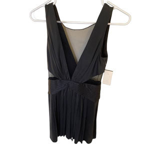 BCBGMaxAzria Mesh V-neck Dress Black